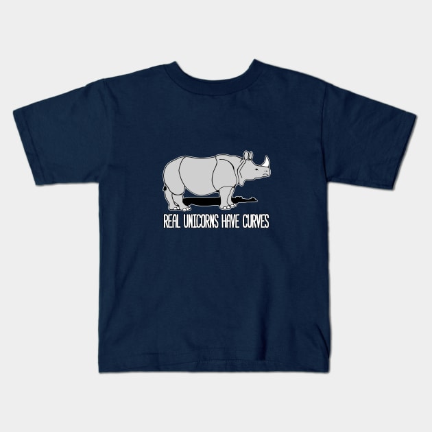 Real Unicorns Have Curves Kids T-Shirt by AngryMongoAff